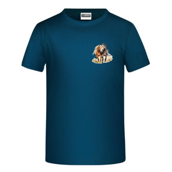 Trendy petrol blauw meisjes t-shirt met paarden