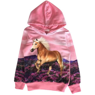 Roze Hoodie met Paarden &euro;9,95 - Meisjes Paardenkleding!