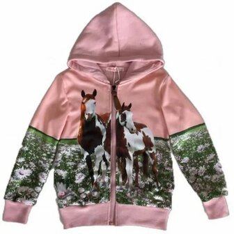Roze meisjes vest met paarden