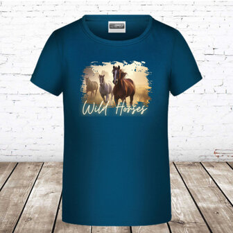 Wild Horses Paardenshirt blauw - Stoer &amp; Trendy voor Kids &euro;13,95