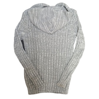 Grijze kabeltrui met cappuchon