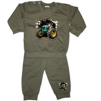 Groene tractor Baby Pyjama - Stoere Trekker voor je Kleintje!
