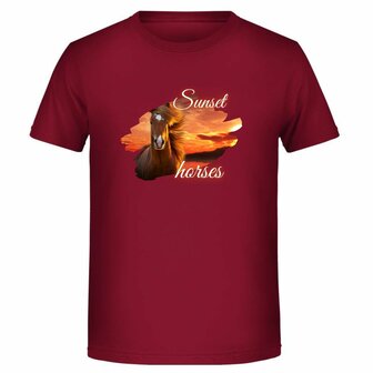 Meiden shirt met paardenprint rood