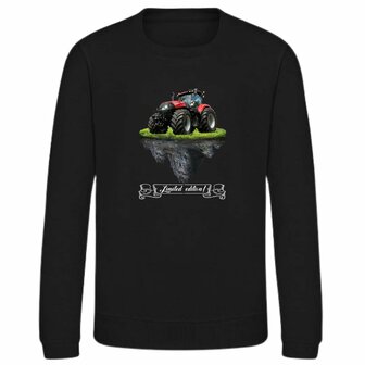 Zwarte sweater met rode tractor limited edition