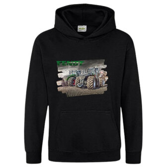Zwarte hoodie met Fendt trekker