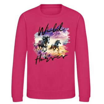 Felroze Paarden Trui Wild Horses - Voor stoere meiden!