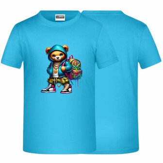 Kinder t-shirt beer aquablauw