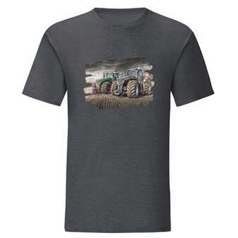 Grijs Tractor Shirt groene trekker rode wielen - Stoer voor Kids!