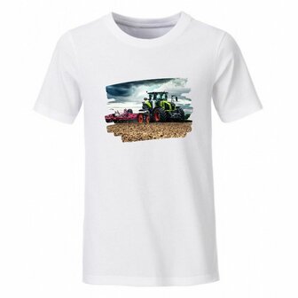 Trekker shirt wit lichtgroene tractor 