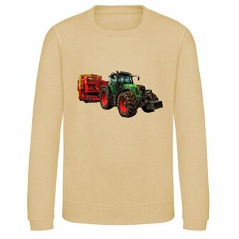 Kindersweater nature met tractor