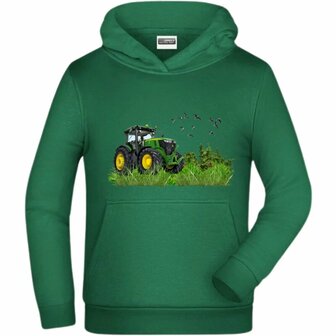 Trekkertrui Groen met groene tractor - Stoere Kinderhoodie!