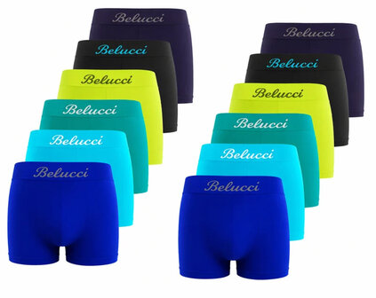 Belucci Jongens Boxershorts 12-Pak | Felle Kleuren &amp; Microfiber