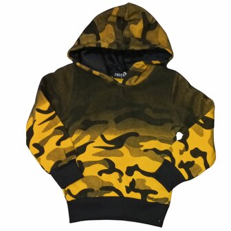 Jongens hoodie met camouflageprint geel