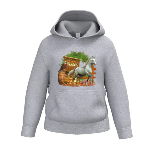 Lichtgrijze kinder hoodie met paard