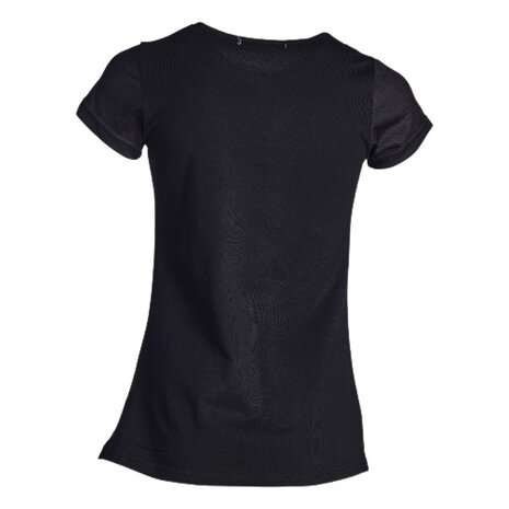 Lang meisjes t-shirt met paard zwart
