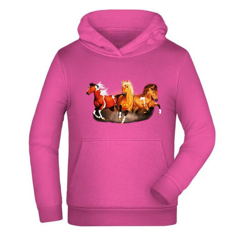 Roze Paardentrui Meisjes - Zachte Hoodie met 3 Paarden!