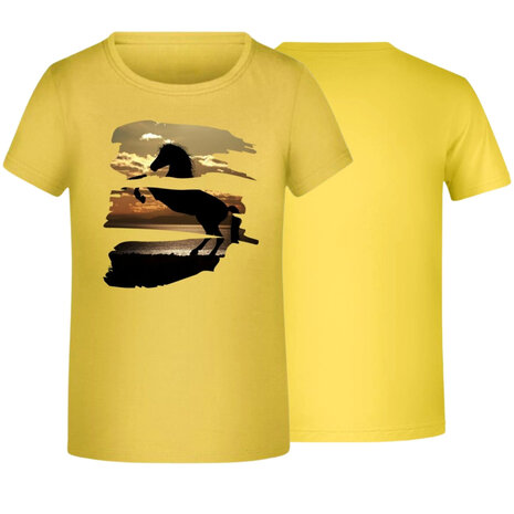 Geel Kinder T-shirt met Paardenprint - James & Nicholson
