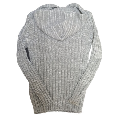 Grijze kabeltrui met cappuchon