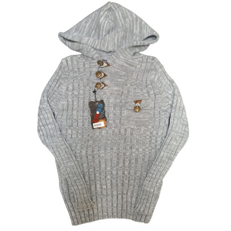 Stoere grijze herentrui met capuchon