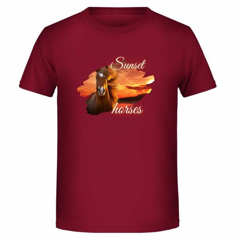 Meiden shirt met paardenprint rood