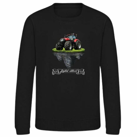 Zwarte sweater met rode tractor limited edition