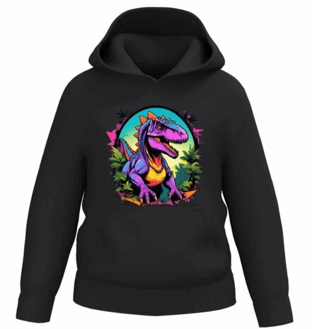 Hoodie met t-rex zwart