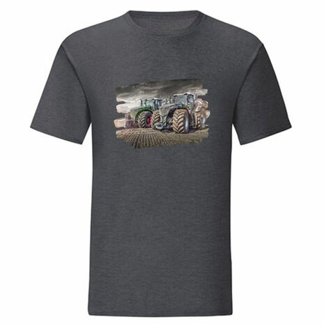 Grijs Tractor Shirt groene trekker rode wielen - Stoer voor Kids!