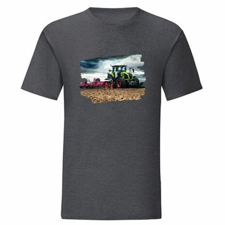 Grijs Tractor Shirt lichtgroene tractor- Stoer voor Kids!