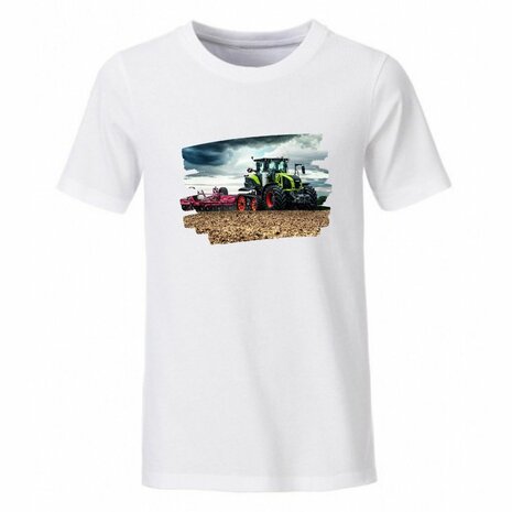Trekker shirt wit lichtgroene tractor 