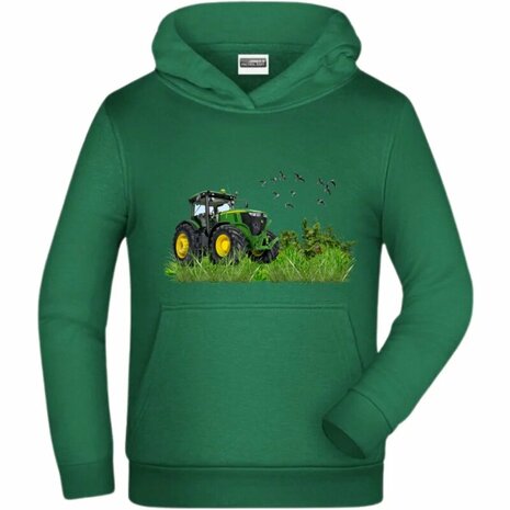 Trekkertrui Groen met groene tractor - Stoere Kinderhoodie!