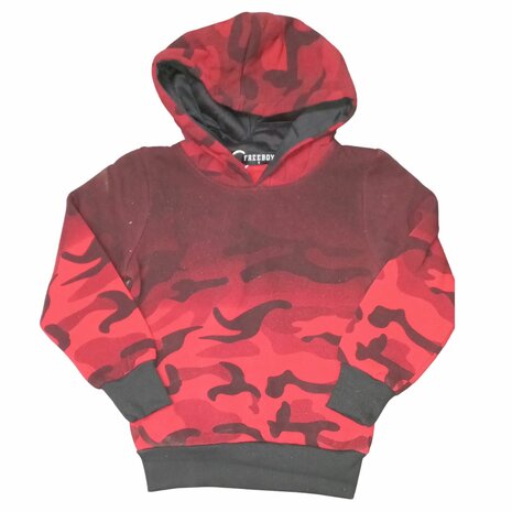 Jongens hoodie met camouflageprint rood