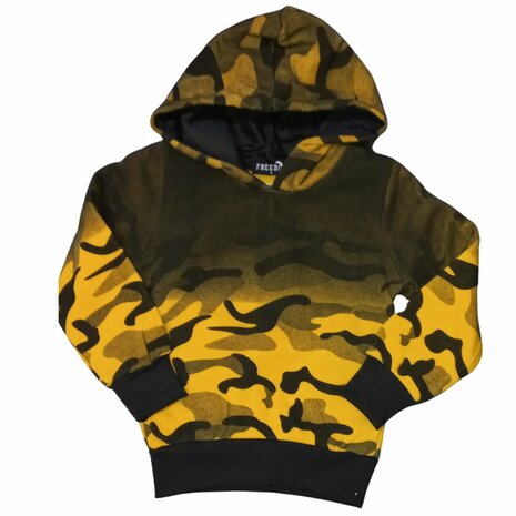 Jongens hoodie met camouflageprint geel