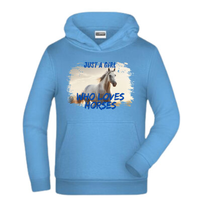 Lichtblauwe hoodie met paard