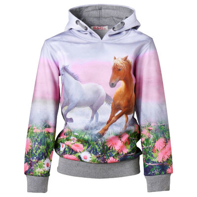 Grijze hoodie met paarden