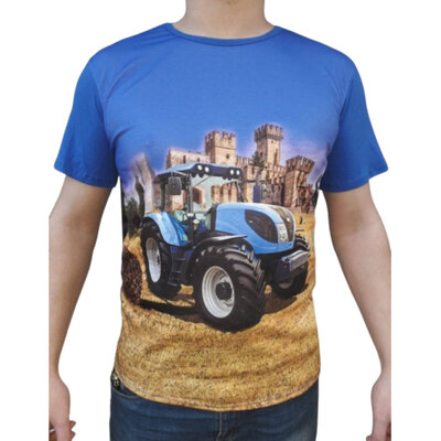 Blauw heren shirt met trekker