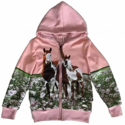 Roze meisjes vest met paarden