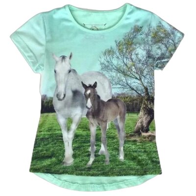 Paarden shirt kind lichtblauw