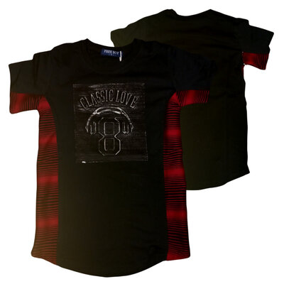 Jongens t-shirts classic zwart/rood