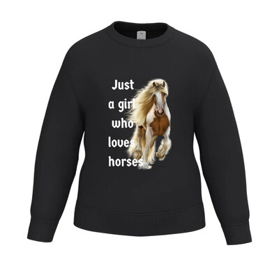 Meisjes sweater met paard zwart