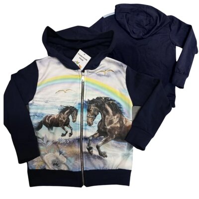Meisjes vest met paarden en regenboog