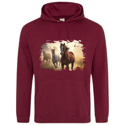 Bordeaux rode dames hoodie met paarden print