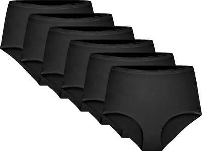 Dames Slips - Invisible Maxi Tailleslips - 6-Pack - Zwart