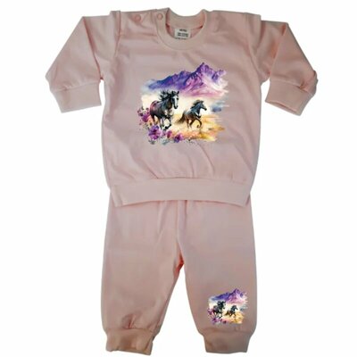 Baby Pyjama Paarden Roze