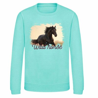 Trui met paarden afbeelding wild horses mint