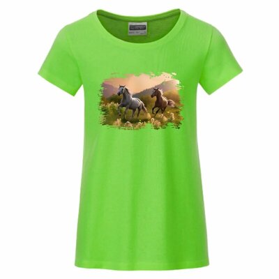 Paarden shirt kind just a girl lime