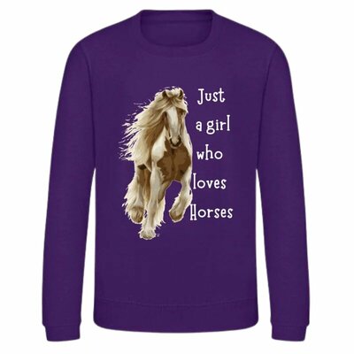 Sweater Just a girl who loves horses paars