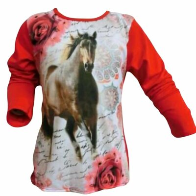 Rode longsleeve met paard