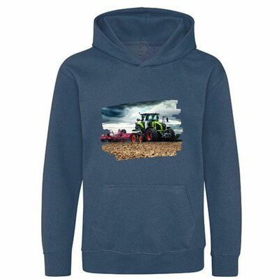 Blauwe hoodie met trekker