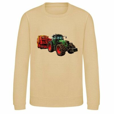 Kindersweater nature met tractor