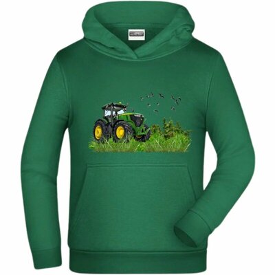 Groene hoodie met groene tractor